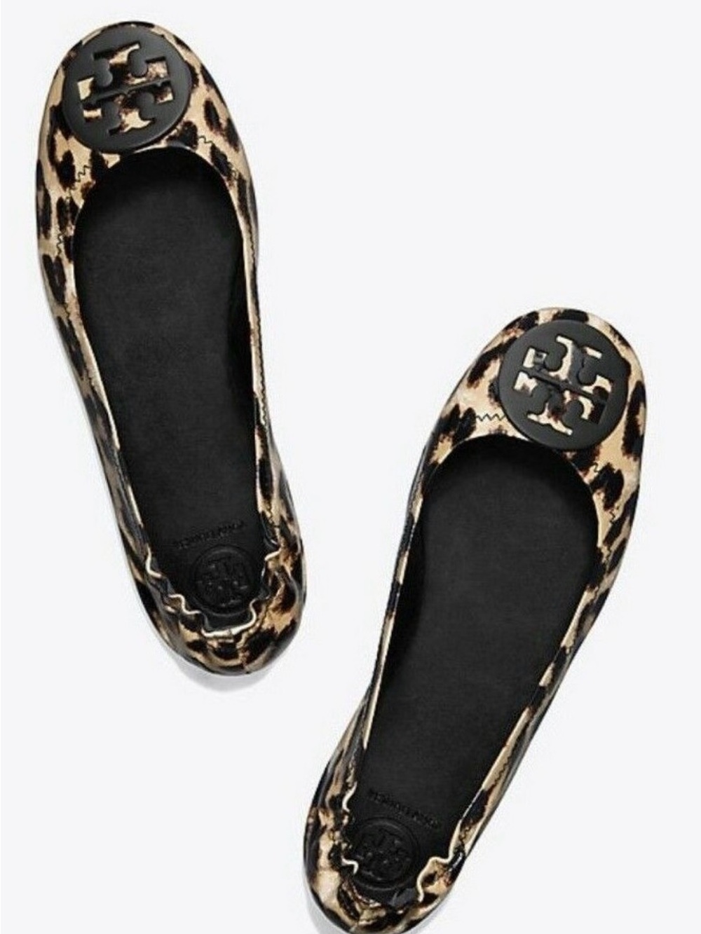 Tory Burch Patent Leather Leopard Print Travel Ballet Flats Sz 9 RARE $258